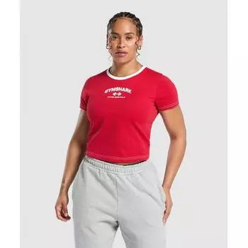 Детская футболка GYMSHARK Team GS Карминно-красная B9A3U RBQW