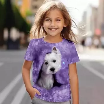 Детская футболка модная и качественная с рисунком в виде животных Love Multi Dog, детские женские футболки с короткими рукавами 110