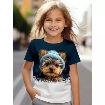 Детская футболка модная и качественная с рисунком в виде животных Love Multi Dog, детские женские футболки с короткими рукавами 110