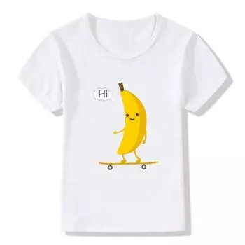 Детская футболка Одежда для мальчиков и девочек с принтом банана Летняя повседневная футболка с короткими рукавами и круглым вырезом Одежда для мальчиков и девочек 4T