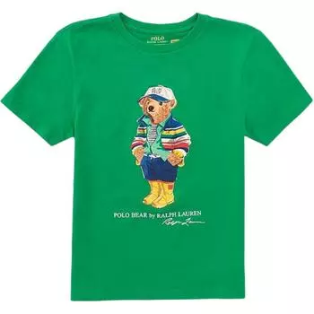 Детская футболка Polo Ralph Lauren с круглым вырезом, графическим принтом и короткими рукавами, детские топы, зеленый 323853828-042 XL