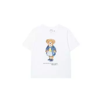 Детская футболка Polo Ralph Lauren с логотипом в виде буквы, с коротким рукавом, детские топы, белая 313965155-001 XL