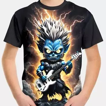 Детская футболка с 3D-принтом, футболка с короткими рукавами для мальчиков, новая летняя детская одежда, топ, детская летняя одежда, футболка с принтом черепа 110