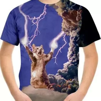 Детская футболка с 3D принтом кота и пиццы для мальчиков и девочек, топы, летняя модная футболка с короткими рукавами и рисунком, футболки для мальчиков и девочек, одежда 120CM