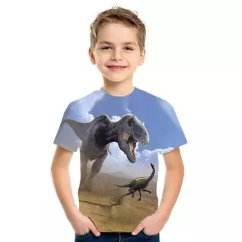 Детская футболка с 3d принтом «Мир Юрского периода Fallen Cool Dinosaur Head», футболка в стиле хип-хоп для мальчиков и девочек 100