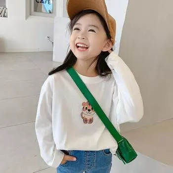 Детская футболка с длинным рукавом для девочек и круглым вырезом с рисунком тигра, блузка, верхняя одежда 90cm