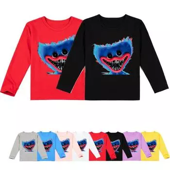 Детская футболка с длинными рукавами Huggy Wuggy Poppy Playtime Детская рубашка с длинными рукавами Y455