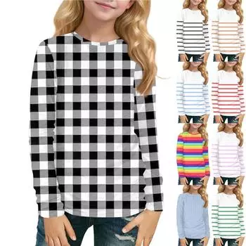 Детская футболка с длинными рукавами и круглым вырезом, повседневная футболка 110 чёрный