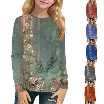 Детская футболка с длинными рукавами и круглым вырезом, повседневная футболка 150 синий