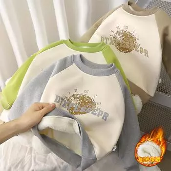 Детская футболка с длинными рукавами из чистого хлопка на весну и осень, рубашка-шорты, топ в стиле сращивания для мальчиков и девочек 80cm