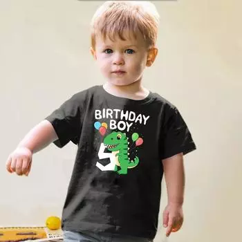 Детская футболка с изображением динозавра на заказ, номер 2–8 на день рождения, детские модные персонализированные футболки с днем рождения для мальчиков и девочек, подарки 3T(100cm)