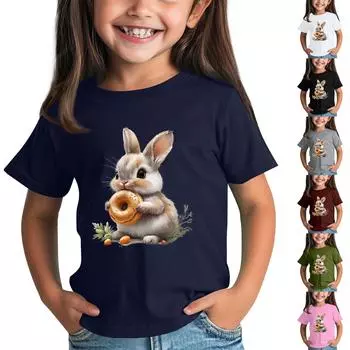 Детская футболка с коротким рукавом и принтом животных, повседневный топ 150 тёмно-синий