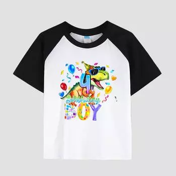 Детская футболка с коротким рукавом и вставным плечом, хлопковая ткань, повседневный модный топ для мальчиков на лето 100cm