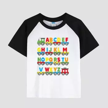 Детская футболка с коротким рукавом и вставным плечом, хлопковая ткань, повседневный модный топ для мальчиков на лето 100cm