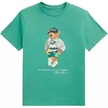 Детская футболка с коротким рукавом прямого кроя и круглым вырезом с логотипом Polo Ralph Lauren Зеленая 323973121-001 XL