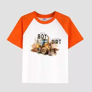 Детская футболка с коротким рукавом, спущенной линией плеча, круглым вырезом, хлопковая ткань, повседневный модный топ для мальчиков на лето 100cm