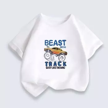 Детская футболка с короткими рукавами из чистого хлопка с короткими рукавами и принтом для девочек, корейская версия, свободный топ с героями мультфильмов для малышей, летний тренд 100cm)