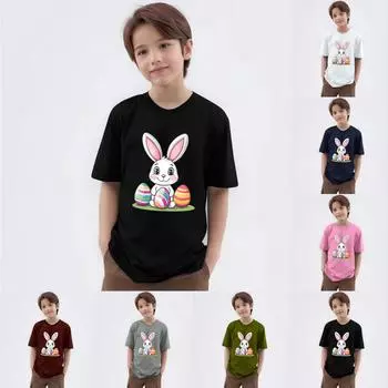 Детская футболка с круглым вырезом и короткими рукавами 130 чёрный