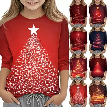 Детская футболка с круглым вырезом и принтом, рукава 3/4, повседневная футболка 140 розовый