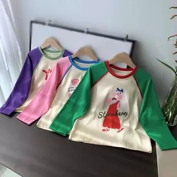 Детская футболка с мультяшным принтом для девочек, верхняя блузка с длинными рукавами 140