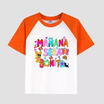 Детская футболка с принтом и коротким рукавом, хлопковая ткань, повседневный модный топ для девочек на лето 100cm