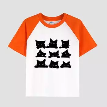 Детская футболка с принтом и коротким рукавом, хлопковая ткань, повседневный модный топ для девочек на лето 100cm