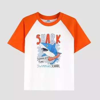 Детская футболка с принтом и круглым вырезом, хлопковая ткань, повседневный модный топ с короткими рукавами для мальчиков на лето 100cm