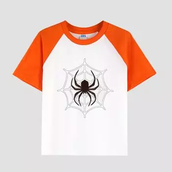 Детская футболка с принтом и круглым вырезом, хлопковая ткань, повседневный модный топ с короткими рукавами для мальчиков на лето 100cm