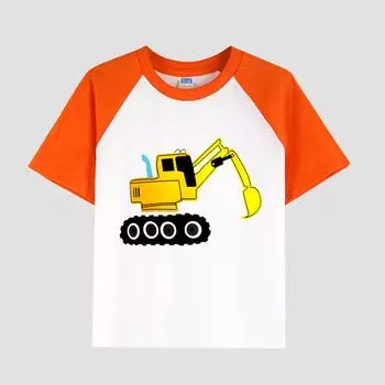 Детская футболка с принтом и заниженной линией плеч, хлопковая ткань, повседневный модный топ с коротким рукавом для мальчиков на лето 100cm