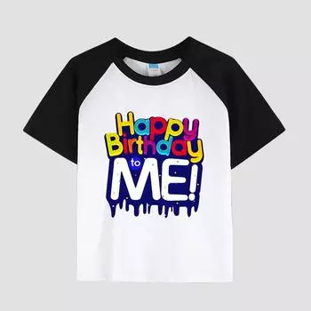 Детская футболка с принтом, спущенным плечом, круглым вырезом, хлопковая ткань, повседневный стильный топ с коротким рукавом для мальчиков на лето 100cm