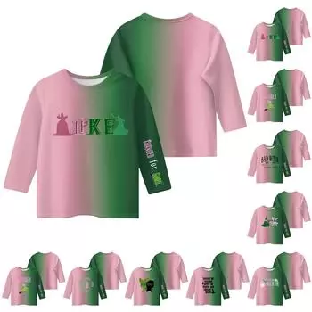 Детская футболка с рукавом 3/4, повседневная футболка с принтом, круглый вырез, блузка-пуловер 130