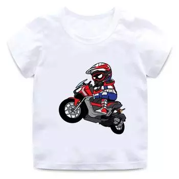 Детская футболка с забавным рисунком для маленьких мальчиков, летняя детская уличная одежда с короткими рукавами, топы из ткани для девочек 90cm