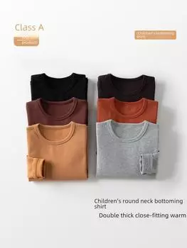 Детская футболка Sanded, плотная, теплая, однотонная, с круглым вырезом, на осень/зиму, для мальчиков и девочек постарше 100cm (15-25 jin)