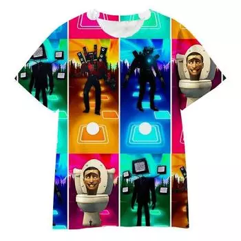 Детская футболка Skibidi с симулятором туалета, одежда для мальчиков и девочек, детская футболка, детская рубашка, топы для детей, футболка с короткими рукавами для мальчиков 100