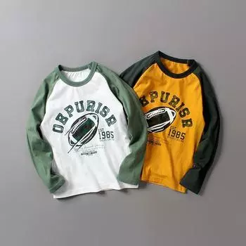 Детская футболка, свитер с длинными рукавами для мальчиков, хлопковая нижняя рубашка с круглым вырезом и длинными рукавами, весна и осень 120cm белый