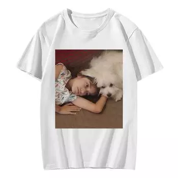 Детская футболка свободного покроя с принтом, круглый вырез, пуловер, короткий рукав белый