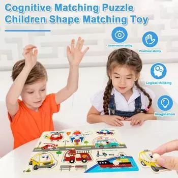 Детская головоломка с фруктами, животными, морскими существами, узором, деревянная колышек, развивающая головоломка для малышей, доска для колышек G