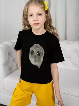 Детская грустная одежда с хомяком Футболки для девочек Детская футболка для девочки Одежда для девочек Топ Месси Детская летняя детская футболка с графическим принтом 5-6Y