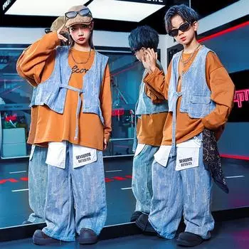 Детская хип-хоп мода: Модные уличные рубашки и куртки для мальчиков и девочек 120 cm