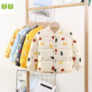 Детская хлопчатобумажная одежда Зимняя стеганая хлопчатобумажная одежда для мальчиков и девочек Корейский стиль Детская хлопчатобумажная куртка Верхняя одежда Плотная детская одежда 120cm красный