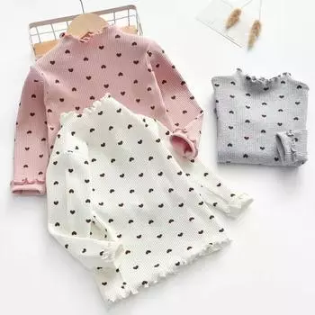 Детская хлопковая футболка для девочек с длинными рукавами, детская водолазка, нижняя рубашка, верхняя одежда 100 белый