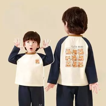 Детская хлопковая футболка с длинными рукавами на весну и осень, верхняя часть, базовая рубашка 73cm оранжевый