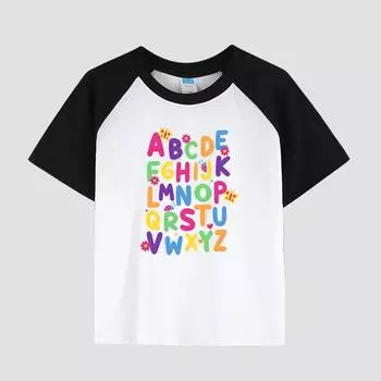 Детская хлопковая футболка с короткими рукавами и цветочным принтом, повседневный модный топ для девочек на лето 100cm