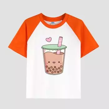 Детская хлопковая футболка с короткими рукавами и цветочным принтом, круглый вырез, повседневный модный топ для девочек на лето 100cm