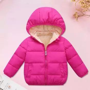 Детская хлопковая куртка для детей 2-6 лет, унисекс, зимнее пальто со съемным капюшоном, Рождество 90 cm розовый