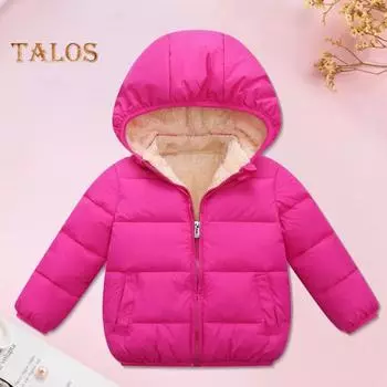 Детская хлопковая куртка для детей от 2 до 6 лет, унисекс, зимнее пальто со съемным капюшоном, рождественский принт с изображением лося, на флисовой подкладке, ветрозащитная верхняя одежда на молнии с карманами 90 cm розы красного