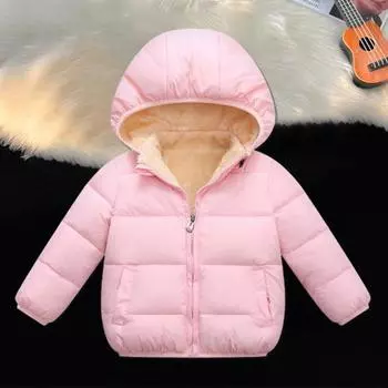 Детская хлопковая куртка для детей от 2 до 6 лет, унисекс, зимнее пальто со съемным капюшоном, рождественский принт с изображением лося, на флисовой подкладке, ветрозащитная верхняя одежда на молнии с карманами 90 cm розы красного