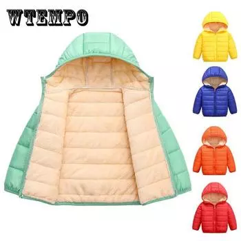 Детская хлопковая куртка-пуховик, короткая, для мальчиков и девочек, зимнее пальто из овечьей шерсти 90