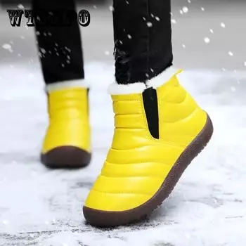 Детская хлопковая обувь, водонепроницаемые противоскользящие короткие сапоги, детские однотонные плюшевые зимние ботинки больших размеров 40 розовый