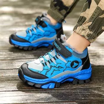 Детская хлопковая обувь зимняя флисовая утепленная зимняя спортивная обувь для мальчиков и девочек средняя и старшая детская обувь для активного отдыха нескользящая походная обувь оптом 31